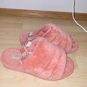 UGG fluff yeah coral slides